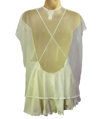 Delicates Vintage Bridal Peignoir 3 Piece Set White Special Occasion Womens M