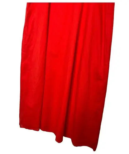 New Cremieux Dress Womens 4 Midi Smocked Back Ruffle Shoulder Summer Red Coastal