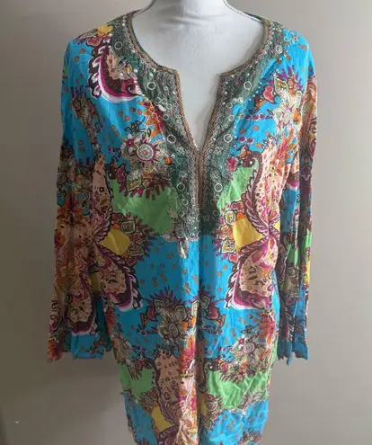 Saint Tropez West Multicolor Paisley Tunic size 1x