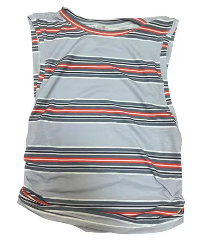 Free People Movement Tank Top XS Striped Athletic Ruched Drawstring NWT Blue