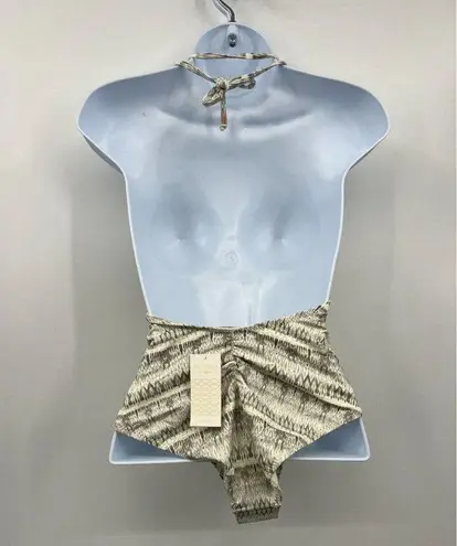 Eberjay Eberjey Swimsuit Suki Earth Shadow Tan Geometric Halter Neck One Piece Small New