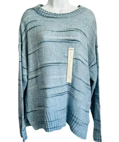 a.n.a  Blue Navy White Striped Sweater Crew Neck Size L NEW Tags A New Approach