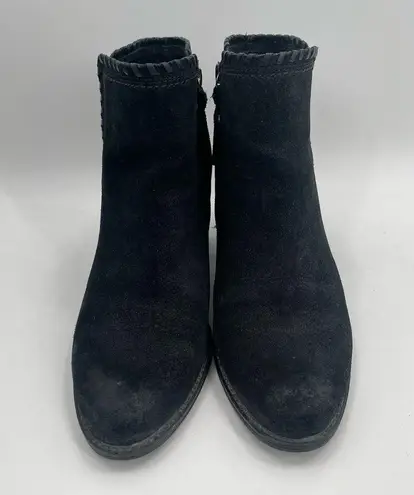 SOFFT Boots Size 8.5 Wilton Black Suede Whip Stitched Heeled Bootie Leather