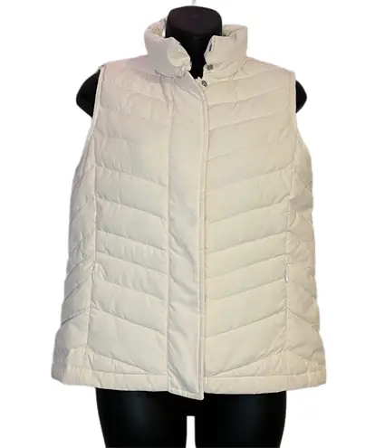 Talbots Duck Down Filled Ivory Puffer Vest Women SP Full Zip Fall