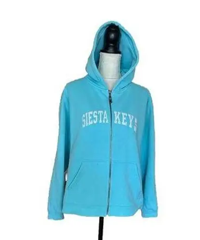 Womens Hoodie Size L Sky Blue Zip Siesta Key Florida Sweatshirt Full ZipHoodie Size L