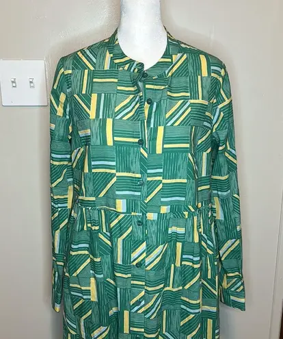 Tuckernuck  Lydell Button Down Maxi Shirt Dress Green Line Print NWT Size Small