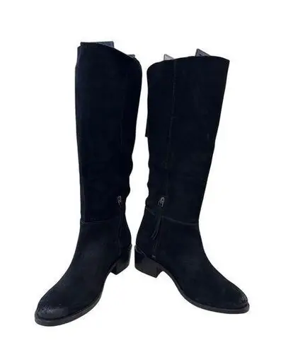 Naughty Monkey Womens Black Suede Leather Riding Boots Size 8.5 SKU 7436