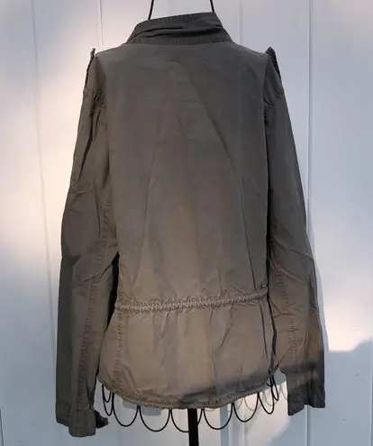 Brown and pink jacket rain coat size large cinched waist light weight fall coat