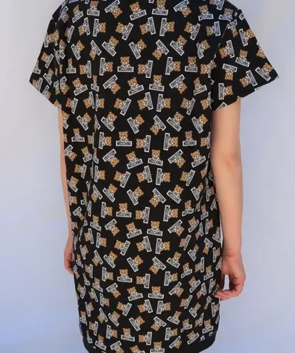 Moschino Authentic Allover Bear Print Sweatshirt Mini Dress