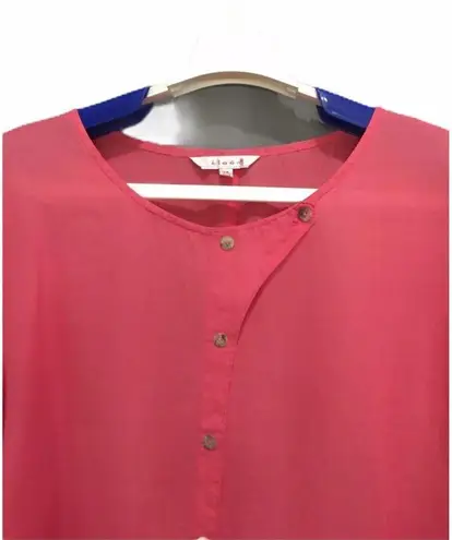 Kleen Lagenlook Pullover Pink Linen Top Shirt Button Detail Women's Medium