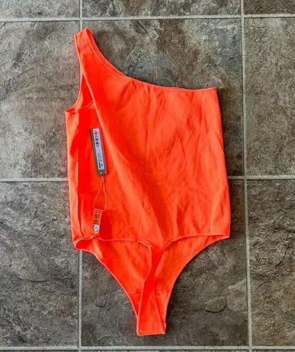 SKIMS Essential One Shoulder Bodysuit Orange Highlighter Size S/M