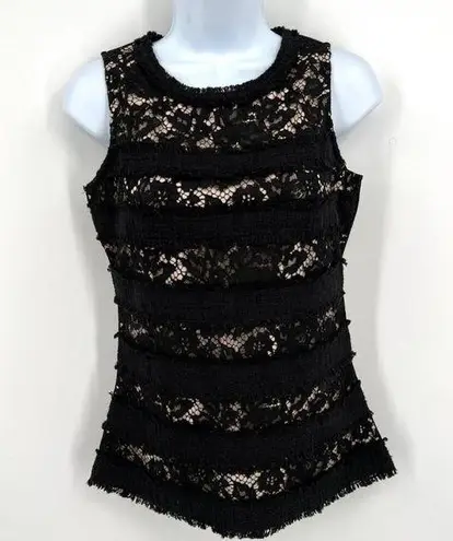 J.Crew NWT  Lace and Fringe Striped Dressy Tank Formal or with Jeans Sexy XXS