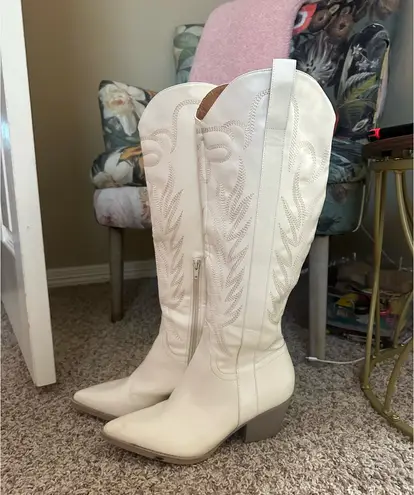 Boutique White Cowgirl Boots Tall