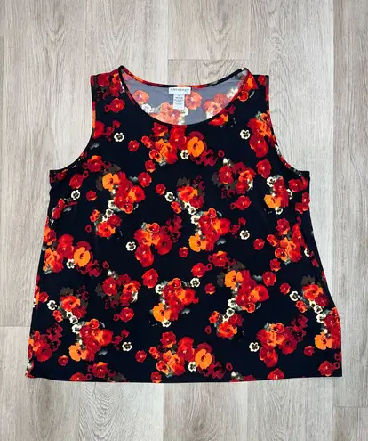 Catherines Floral Women’s Sleeveless Stretch Blouse Plus Size 1X Top
