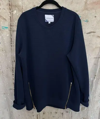 Addison Bay Active Rib Zip Everyday Crewneck Sweatshirt Blue Size XL