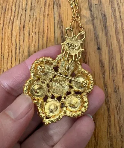 Vintage Camrose Kross Jackie Kennedy Grand Tour Replica Blue Flowers Necklace Gold