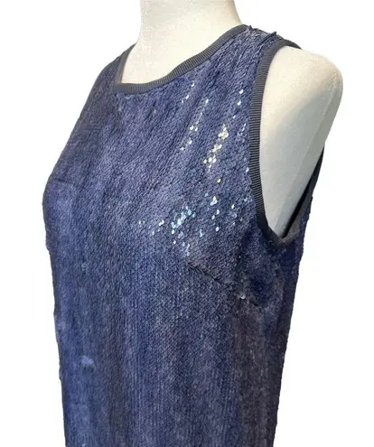 Carmen Marc Valvo  Sequin Shift Dress in Blue Denim 4