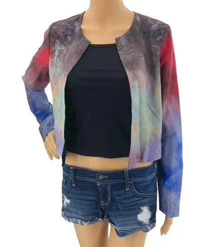 Patterson J. Kincaid PJK SMALL VINTAGE 90s Reversible ART TO WEAR Crop Jacket Blue