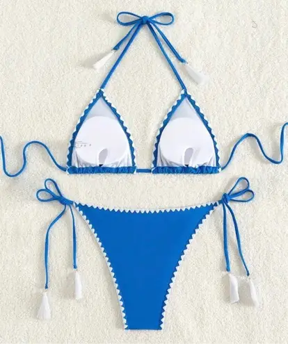 Boutique Blue & White, Boho, Tassel, Bikini Set