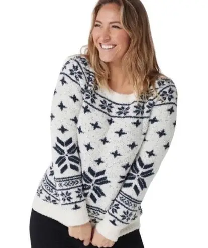 Barefoot Dreams - NWT Cozychic Seaside Crew Neck Sweater Cream Fair Isle Sz M