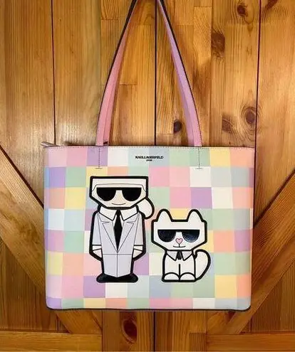 Karl Lagerfeld  Paris Maybelle Tote Shoulder Bag Multi Colorblock Cool Cat nwt