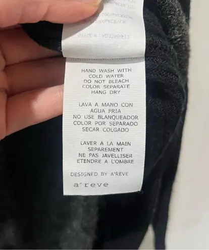 Anthropologie A'reve women Top sweater turtleneck Oversized Black Gray Sz Small