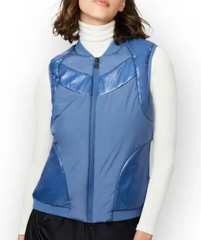 Bernardo Ecoplume Mixed Media Vest Jacket Blue M