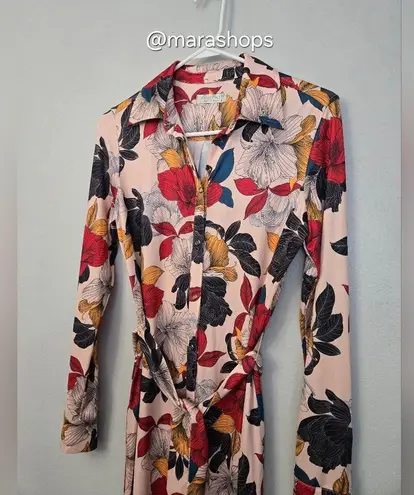 Anatomie Cassie Floral Print Shirt Dress Red