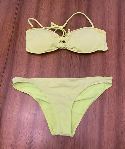 Brat Summer Y2K Vintage Hollister Bikini Lime Green Tie Top S top M bottom