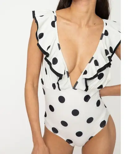 Marina West Swim One Piece Swimsuit White Polka Dot Size XXL New With Tags