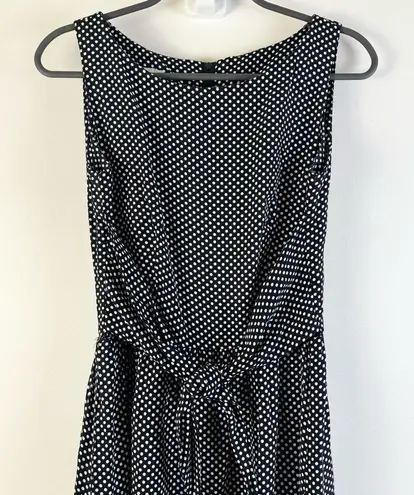 KC Spencer Polka Dot Vintage Maxi Dress Size 4 Small Tie Waist Black White