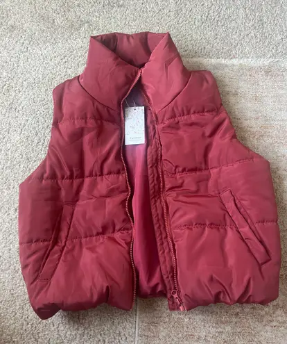 Maroon Puffer Vest Red