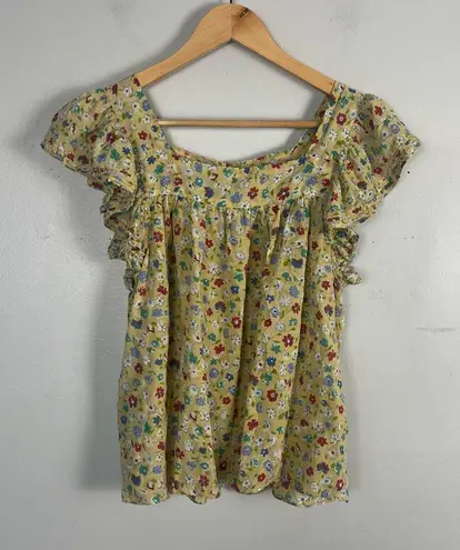 Doen Adeline top in Tasha garden print size medium Yellow