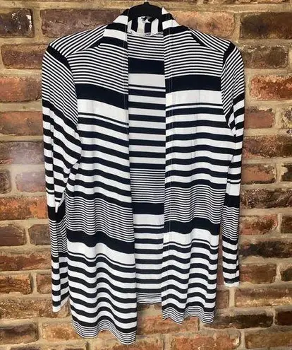 Cyrus  Black & White Striped Open Front Cardigan Sweater Women's Size Medium