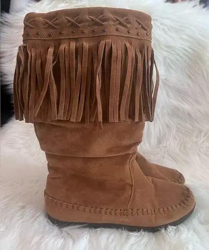 Rampage Fringe Festival Moccasin Boots Size 7.5 Womens Juniors