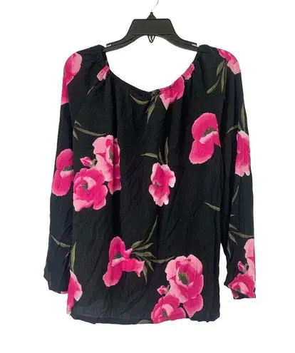 George Women's Black with Pink Flowers Top & Skirt Set Size 18W