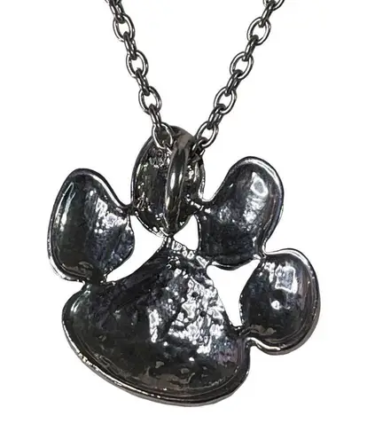 Pet Lover Paw Print Necklace Rhinestone Statement Pendent Silver Plated u Jewel Blue
