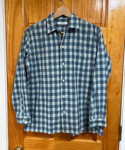 MOUSSY Plaid Cotton Button Down Shirt Blue Check Oversized Free Size Japan