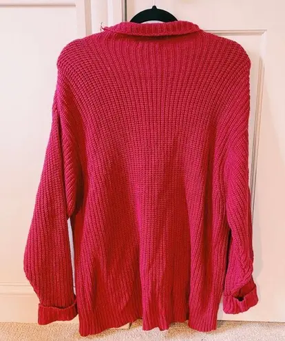 American Eagle OVERSIZED RED TUNIC SWEATER