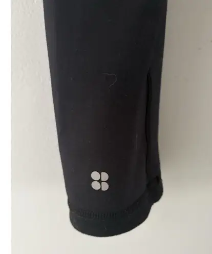 Sweaty Betty Reversible Leggings Size Medium Gray w/ Stripes & Black Double Duty