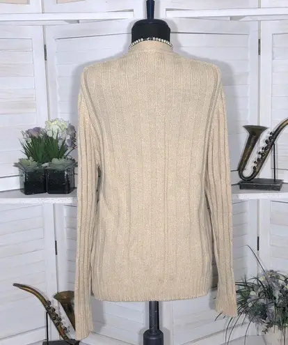 Vintage 80s 90s oversized wool beige cable knit warm granny cardigan sz M Size M