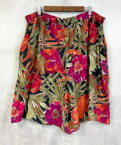 Basic Editions Womens Tropical Floral Shorts Plus Size 26 USA Resort Flowy Chic Red Size undefined