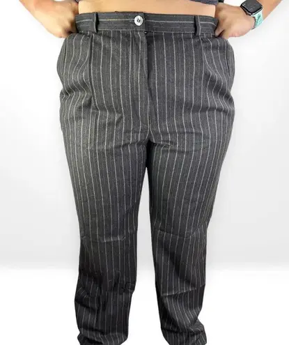 00s BERNARD ZINS Vintage Brown Pin Stripe Straight Leg Dress Pants Size 14
