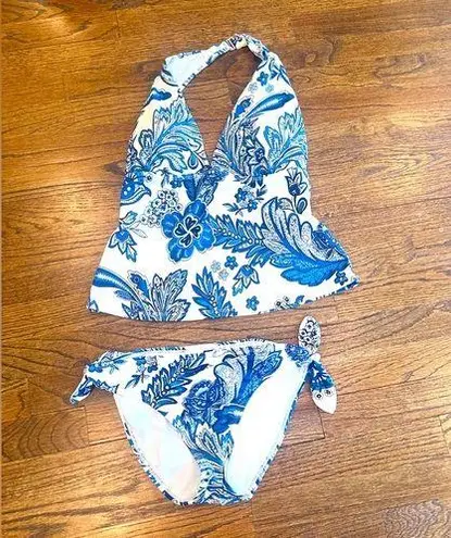 Ralph Lauren Blue Floral Y2k Tankini Set Size 8 1141