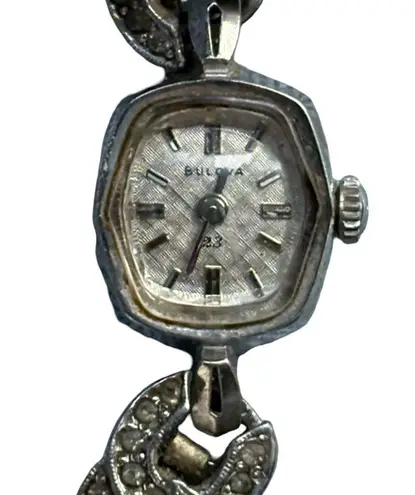 Bulova 14k White Gold & Diamonds 23 Wind Up Working Vintage Cocktail Watch