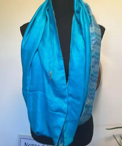 Quillari Blue and Gray Chevron Infinity Scarf made in Ecuador