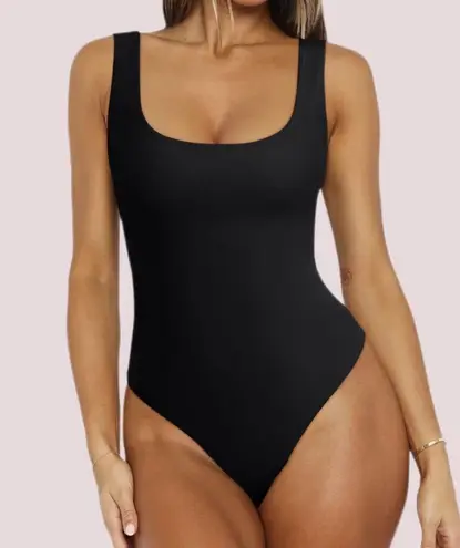 NWT REORIA Black Scoop Neck Bodysuit