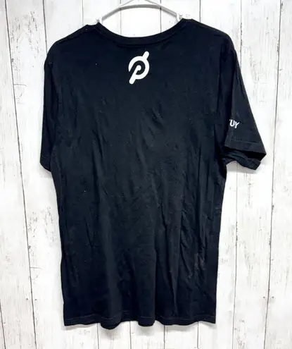 Peloton Top Unisex Size Large Black Cotton Graphic Print Short Sleeve Shirt Logo