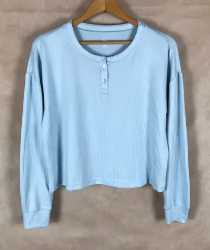 Jenni Blue Long Sleeve Henley Pajama Top NWT SMALL
