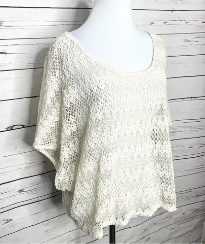 Staring At Stars Cream Open Knit Crochet Boxy Top Size Medium/Large